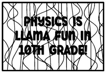 PHYSICS IS LLAMA FUN IN 10TH GRADE! Back to School Tenth Grade Coloring Pages