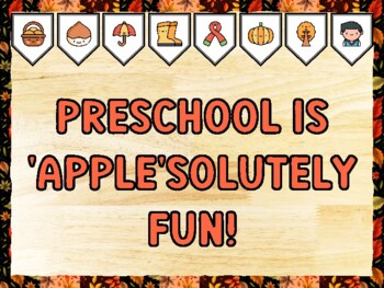 PRESCHOOL IS 'APPLE'SOLUTELY FUN! Fall Bulletin Board Kit & Door Décor