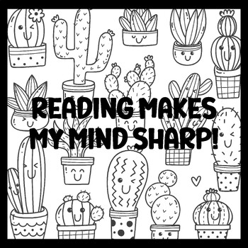 READING MAKES MY MIND SHARP! 3 by 3 Feet Cactus Succulents Bulletin Boards