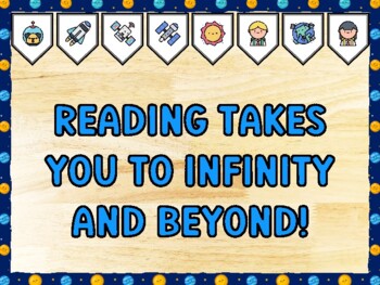 READING TAKES YOU TO INFINITY AND BEYOND! Galaxy Bulletin Board Kit & Door Dé