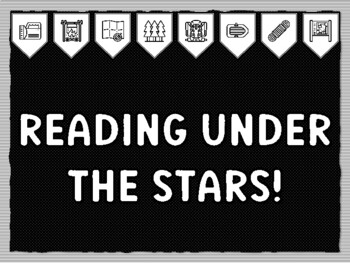 READING UNDER THE STARS! Camping Theme Bulletin Board Kit, Door Décor, Camping