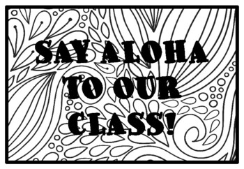SAY ALOHA TO OUR CLASS!, Summer Activity, Summer Coloring Pages