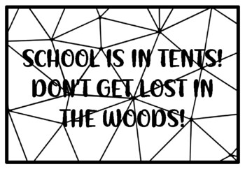 SCHOOL IS IN TENTS! DON'T GET LOST IN THE WOODS! Summer Holidays Activity, Su