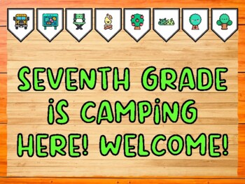 SEVENTH GRADE IS CAMPING HERE! WELCOME! Camping Bulletin Board Kit