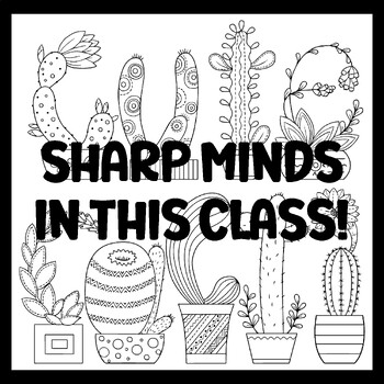 SHARP MINDS IN THIS CLASS! 3 by 3 Feet Cactus Succulents Bulletin Boards