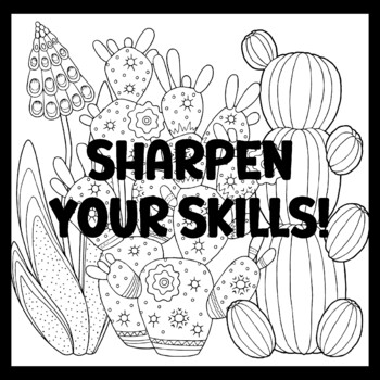 SHARPEN YOUR SKILLS! 3 by 3 Feet Cactus Succulents Bulletin Boards