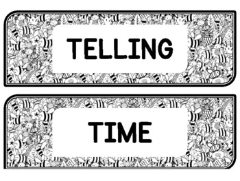 Spring, Bugs, Bee Clock Labels for Telling Time #14Sheet Size: 8.5 by 11 inch