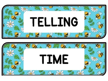 Spring, Bugs, Bee Clock Labels for Telling Time #19Sheet Size: 8.5 by 11 inch