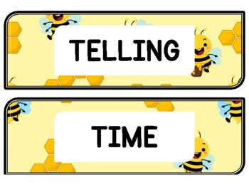Spring, Bugs, Bee Clock Labels for Telling Time #30Sheet Size: 8.5 by 11 inch
