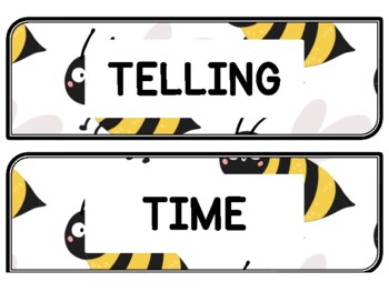 Spring, Bugs, Bee Clock Labels for Telling Time #31Sheet Size: 8.5 by 11 inch
