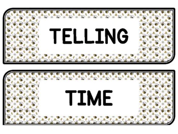 Spring, Bugs, Bee Clock Labels for Telling Time #32Sheet Size: 8.5 by 11 inch