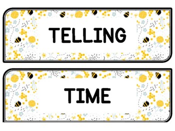 Spring, Bugs, Bee Clock Labels for Telling Time #41Sheet Size: 8.5 by 11 inch