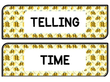 Spring, Bugs, Bee Clock Labels for Telling Time #45Sheet Size: 8.5 by 11 inch