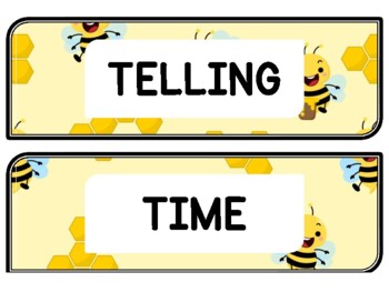Spring, Bugs, Bee Clock Labels for Telling Time #49Sheet Size: 8.5 by 11 inch