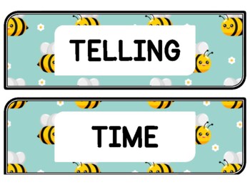 Spring, Bugs, Bee Clock Labels for Telling Time #54Sheet Size: 8.5 by 11 inch