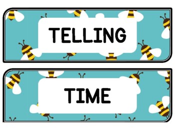 Spring, Bugs, Bee Clock Labels for Telling Time #56Sheet Size: 8.5 by 11 inch