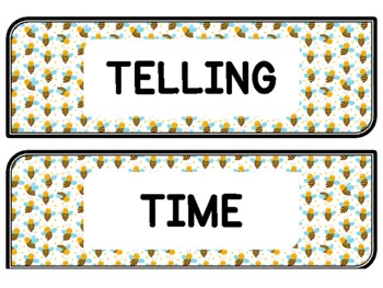 Spring, Bugs, Bee Clock Labels for Telling Time #57Sheet Size: 8.5 by 11 inch