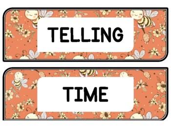 Spring, Bugs, Bee Clock Labels for Telling Time #62Sheet Size: 8.5 by 11 inch
