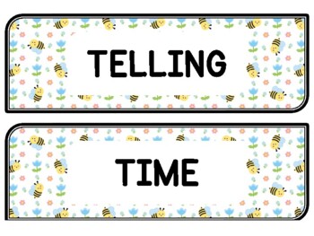 Spring, Bugs, Bee Clock Labels for Telling Time #74Sheet Size: 8.5 by 11 inch