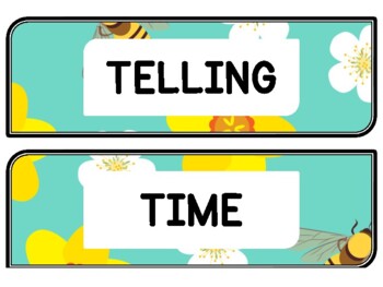 Spring, Bugs, Bee Clock Labels for Telling Time #76Sheet Size: 8.5 by 11 inch
