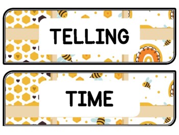 Spring, Bugs, Bee Clock Labels for Telling Time #78Sheet Size: 8.5 by 11 inch