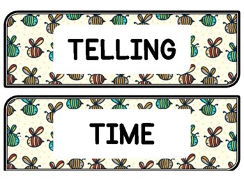 Spring, Bugs, Bee Clock Labels for Telling Time #79Sheet Size: 8.5 by 11 inch