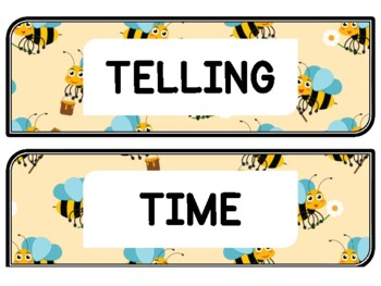 Spring, Bugs, Bee Clock Labels for Telling Time #81Sheet Size: 8.5 by 11 inch