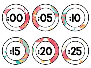 Spring, Bugs, Butterflies Clock Labels for Telling Time #101Sheet Size: 8.5