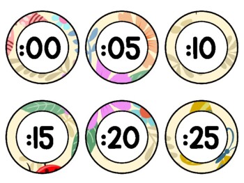 Spring, Bugs, Butterflies Clock Labels for Telling Time #102Sheet Size: 8.5