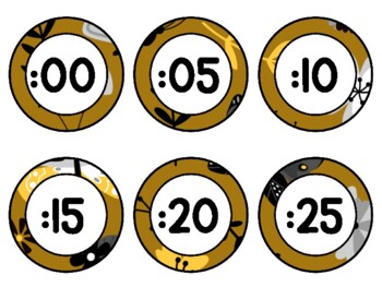 Spring, Bugs, Butterflies Clock Labels for Telling Time #117Sheet Size: 8.5
