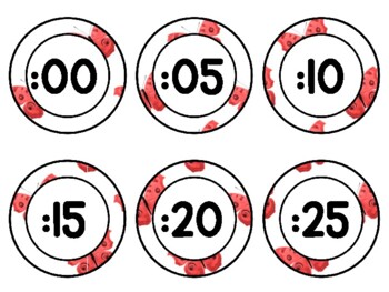 Spring, Bugs, Butterflies Clock Labels for Telling Time #11Sheet Size: 8.5