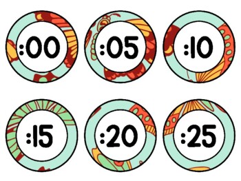 Spring, Bugs, Butterflies Clock Labels for Telling Time #24Sheet Size: 8.5