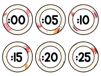 Spring, Bugs, Butterflies Clock Labels for Telling Time #28Sheet Size: 8.5