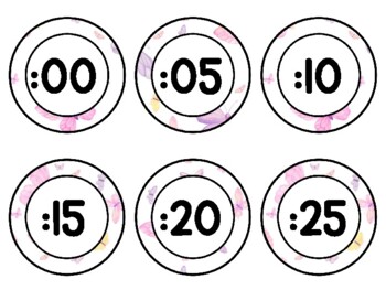 Spring, Bugs, Butterflies Clock Labels for Telling Time #33Sheet Size: 8.5