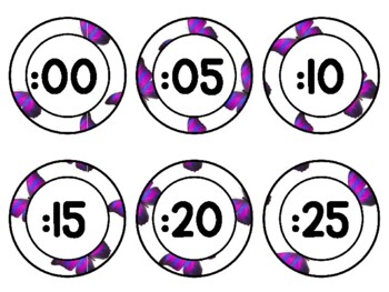 Spring, Bugs, Butterflies Clock Labels for Telling Time #50Sheet Size: 8.5