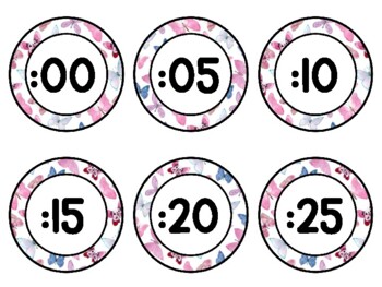 Spring, Bugs, Butterflies Clock Labels for Telling Time #60Sheet Size: 8.5