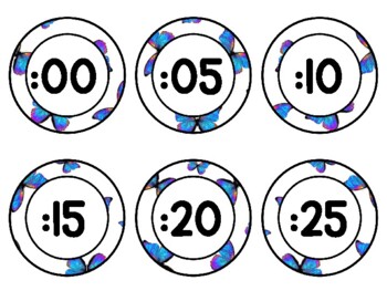 Spring, Bugs, Butterflies Clock Labels for Telling Time #62Sheet Size: 8.5