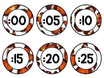 Spring, Bugs, Butterflies Clock Labels for Telling Time #67Sheet Size: 8.5