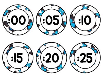 Spring, Bugs, Butterflies Clock Labels for Telling Time #69Sheet Size: 8.5