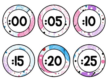 Spring, Bugs, Butterflies Clock Labels for Telling Time #76Sheet Size: 8.5