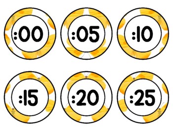 Spring, Bugs, Butterflies Clock Labels for Telling Time #77Sheet Size: 8.5