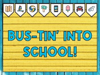 Summer Bulletin Board Kit & Door Décor, BUS-TIN’ INTO SCHOOL!