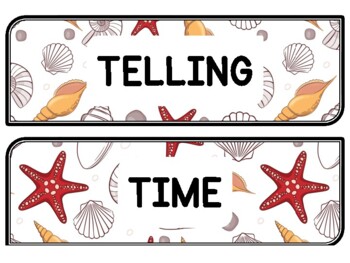 Summer Clock Labels for Telling Time #39Sheet Size: 8.5 by 11 inch