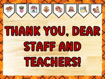 THANK YOU, DEAR STAFF AND TEACHERS! Thanksgiving Bulletin Board Kit & Door Dé