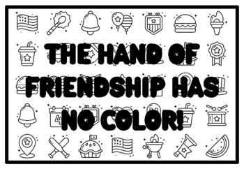 THE HAND OF FRIENDSHIP HAS NO COLOR! Peace Coloring Pages