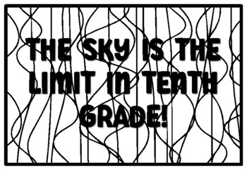 THE SKY IS THE LIMIT IN TENTH GRADE! Back to School Tenth Grade Coloring Page