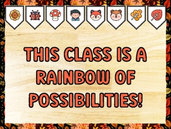 THIS CLASS IS A RAINBOW OF POSSIBILITIES! Fall Bulletin Board Kit & Door Déco