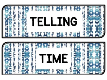 Tie And Dye Clock Labels for Telling Time #10Sheet Size: 8.5 by 11 inch