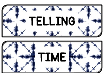 Tie And Dye Clock Labels for Telling Time #111Sheet Size: 8.5 by 11 inch
