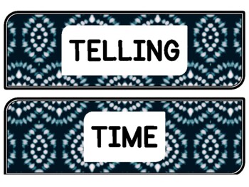 Tie And Dye Clock Labels for Telling Time #113Sheet Size: 8.5 by 11 inch